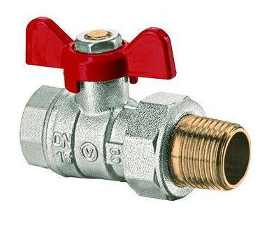 Kulový kohout ONYX 1" FM, motýl, se šroubením, plnoprůtočný s ucpávkou, 180°C, PN40