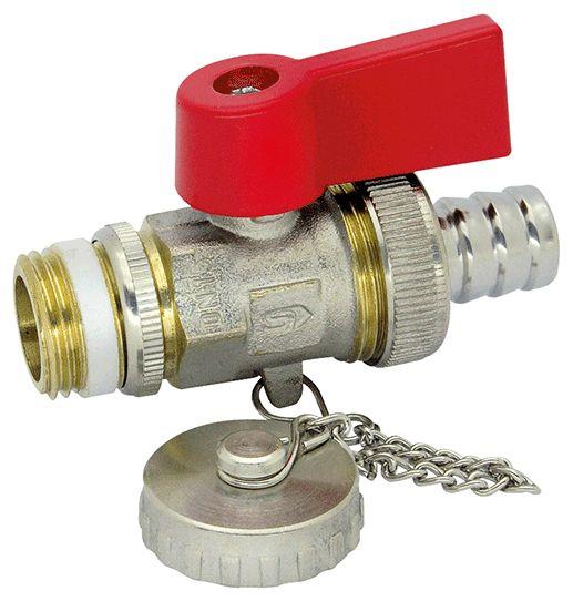 Vypúšťací guľový kohút SLOVARM KE-271 DN-15 1/2"x3/4" s hadicovou přípojkou, niklovaný